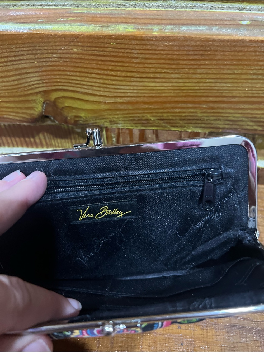 Vera Bradley Black Floral Print Frame Clutch Wallet - Picture 5 of 5